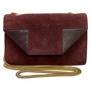 Auth SAINT LAURENT PARIS Betty 314516 Bordeaux Suede Leather Shoulder Bag